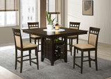 Gabriel Cappuccino square dining table with 8 upholstered back side chairs - main view