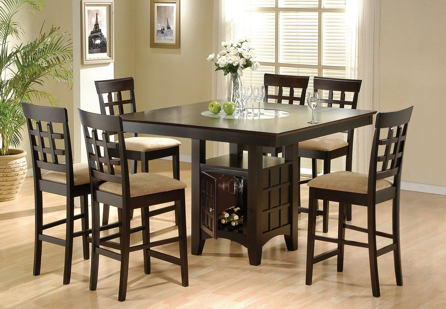 Side view of Gabriel Cappuccino Square Counter Height Dining Set