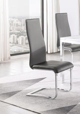 Montclair Upholstered High Back Side Chairs Grey And Chrome Set of 4 - Front View