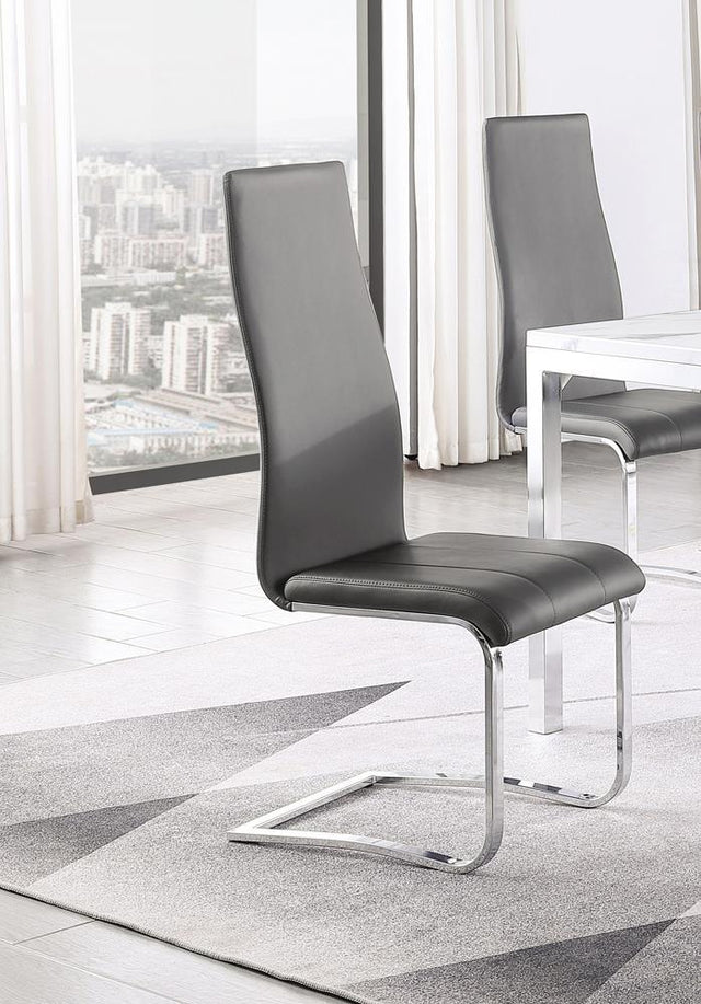 Montclair Upholstered High Back Side Chairs Grey And Chrome Set of 4 - Front View