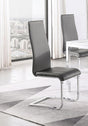 Montclair Upholstered High Back Side Chairs Grey And Chrome Set of 4 - Front View