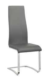 Montclair Grey Upholstered Side Chair with Chrome Legs - Side Angle