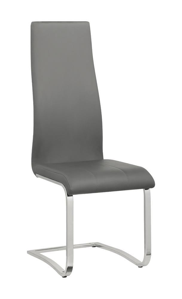 Montclair Grey Upholstered Side Chair with Chrome Legs - Side Angle