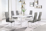 Montclair Grey Upholstered Dining Chair with Chrome Frame - Angled View