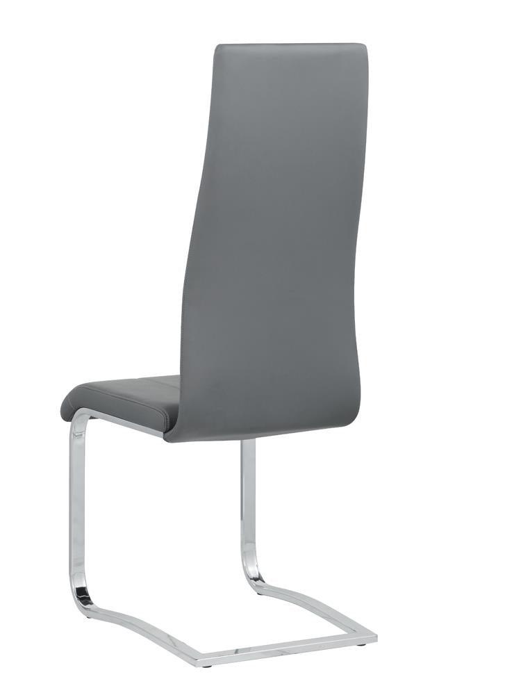 Montclair High Back Grey Leatherette Side Chair with Chrome Frame - Profile