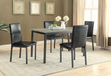 Garza Upholstered Dining Chair black leatherette back and leg detail