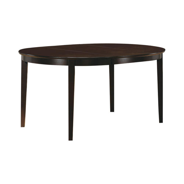 Gabriel Oval Dining Table cappuccino finish top view