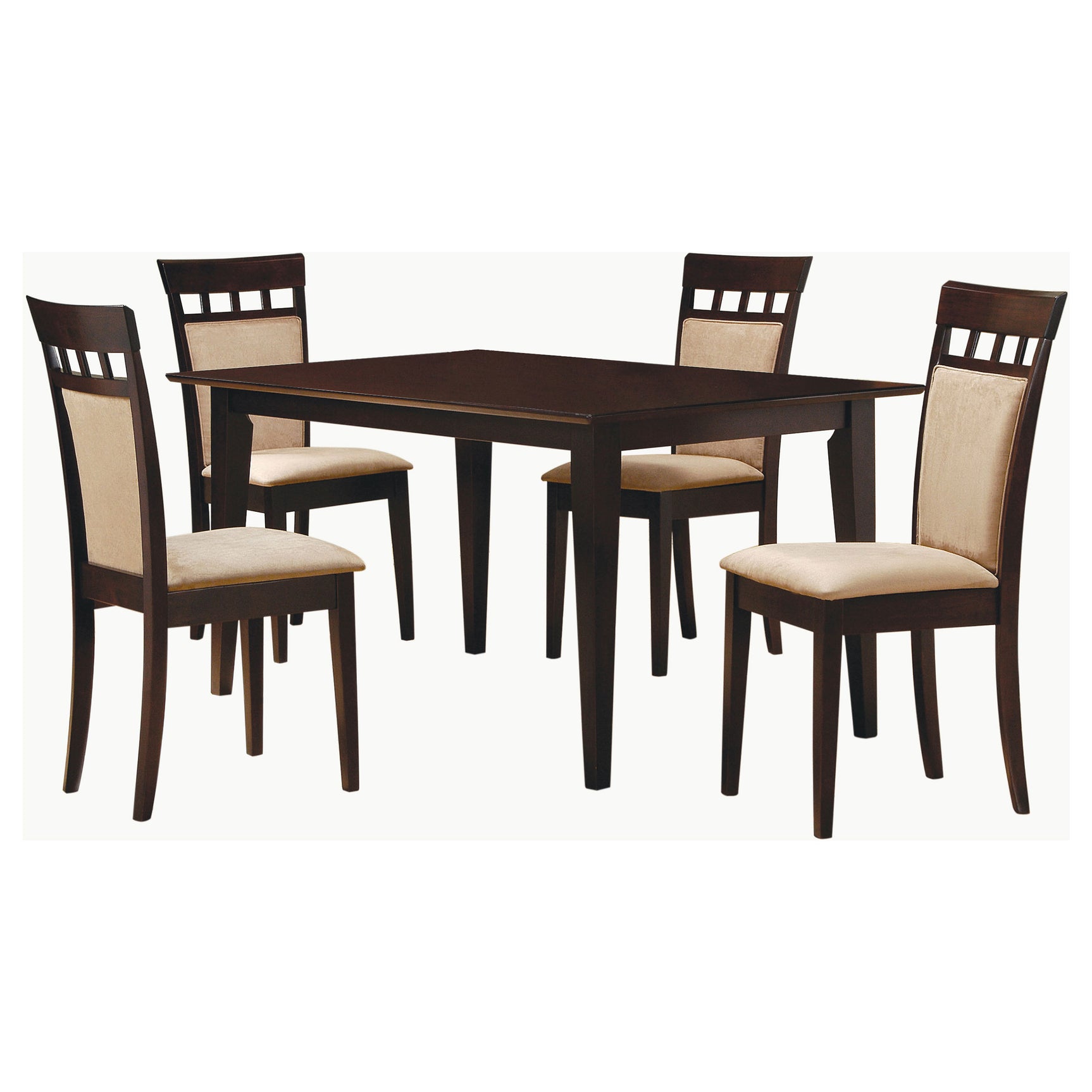 Dining room setting showing Gabriel Cappuccino 59-inch dining room set
