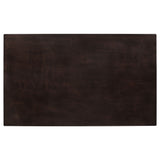 Close detail of dining table surface with cappuccino finish