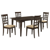 Room view showing Gabriel Cappuccino dining set with 4 side chairs