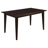 Detail of cappuccino finish on dining table edge