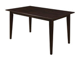 Gabriel Rectangular Dining Table in Cappuccino, side view showing tapered legs