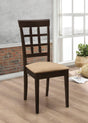 Gabriel Lattice Back Dining Chair front angle cappuccino finish with tan upholstered seat