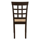 Gabriel Lattice Back Dining Chair close-up of padded tan microfiber seat