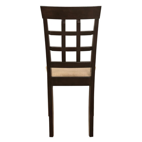 Gabriel Lattice Back Dining Chair close-up of padded tan microfiber seat