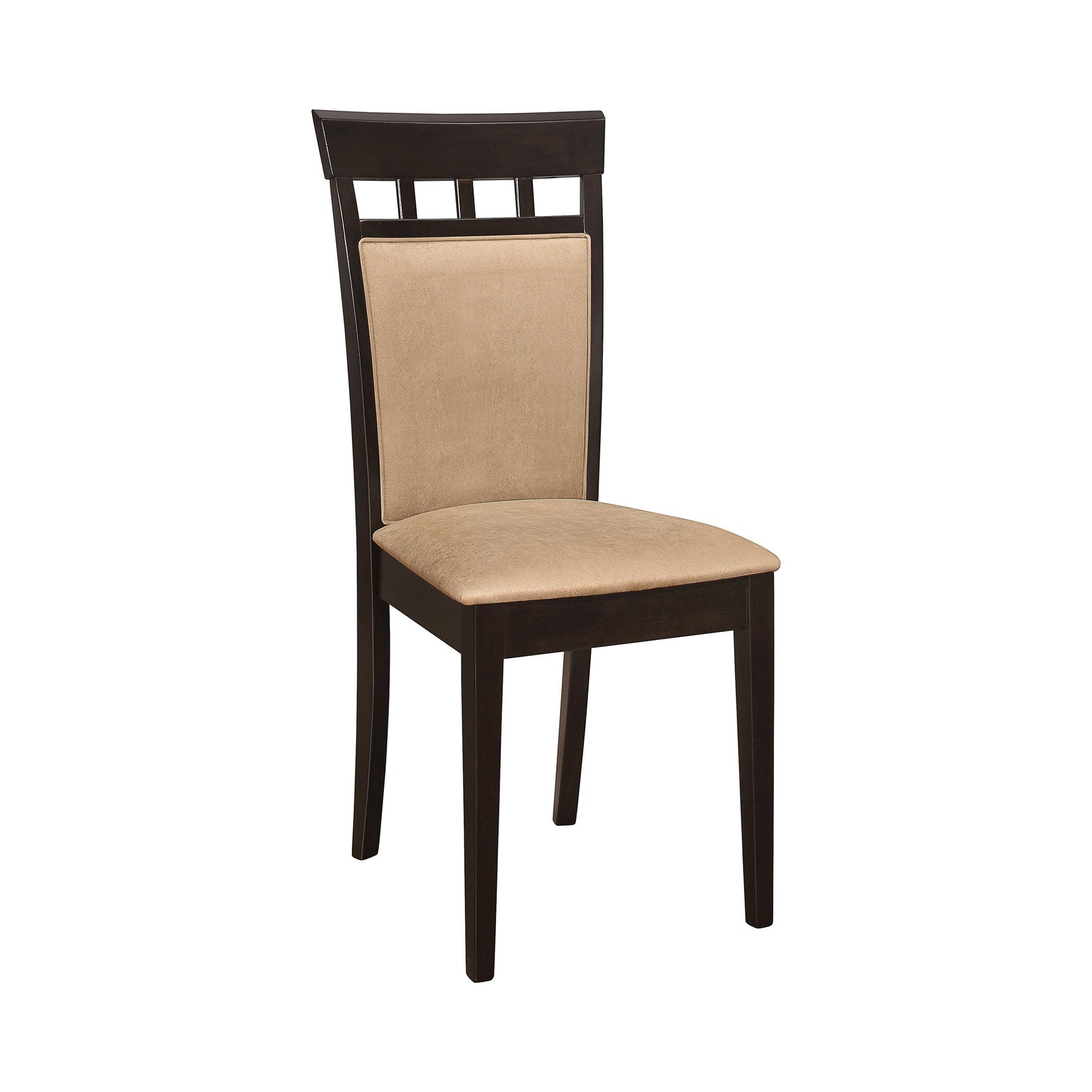 Gabriel Upholstered Counter Height Stool side view showing wood frame and tan upholstery