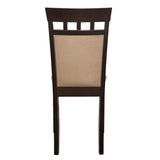 High back upholstered dining chair in cappuccino and tan