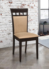 View of chair seat and wood frame materials
