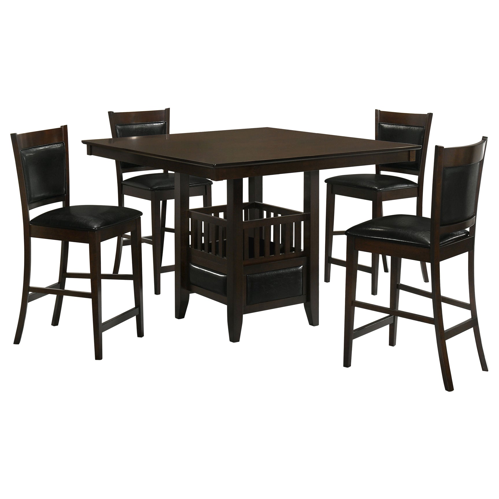 Jaden Espresso Square Counter Height Dining Set side view