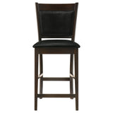 Side angle of espresso finish dining table