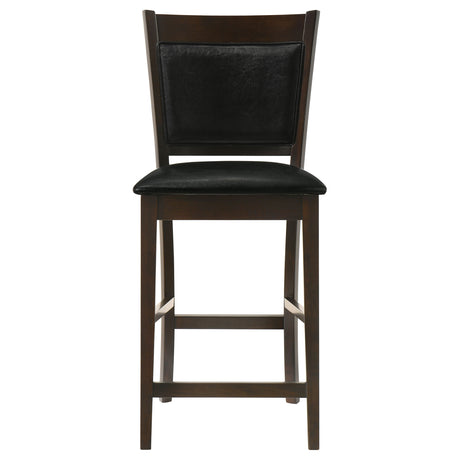Side angle of espresso finish dining table