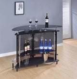 Amarillo 2-tier bar unit black and chrome side angle