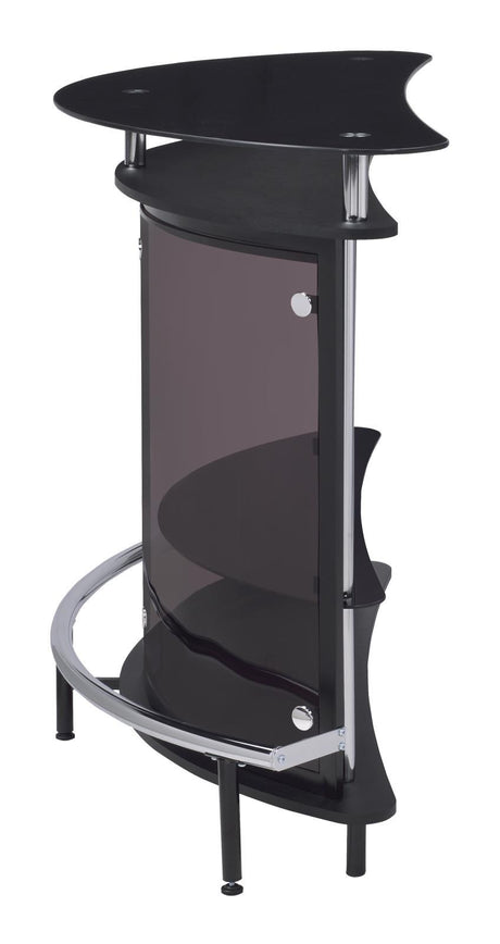 Amarillo bar unit showing two-tier storage shelves