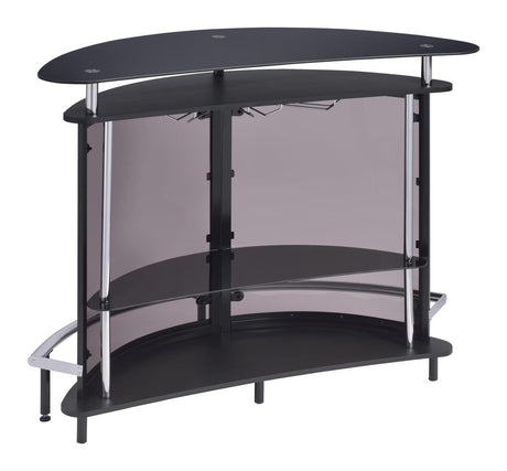 Set up with glasses and bottles on bar unit