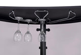 Clear tempered glass top and stemware rack detail