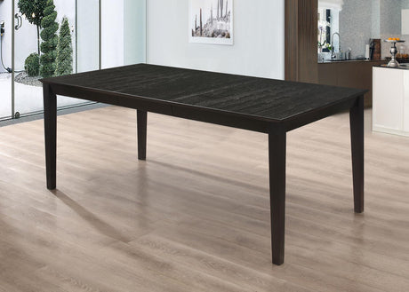 Louise rectangular black dining table angled view