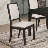 Louise Upholstered Dining Side Chairs Black and Cream, front angle