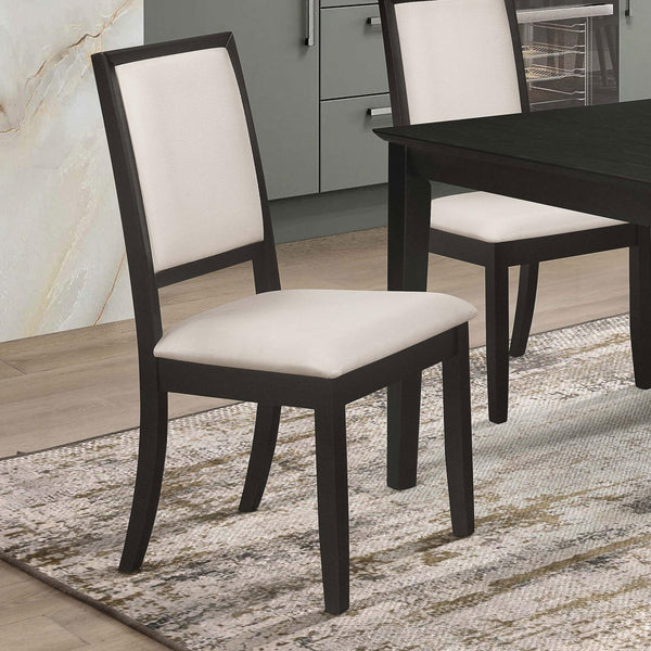 Louise Upholstered Dining Side Chairs Black and Cream, front angle