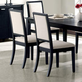 Extended dining table with leaf inserted