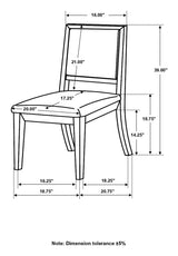 Top view of Louise Upholstered Dining Side Chair seat and back cushions
