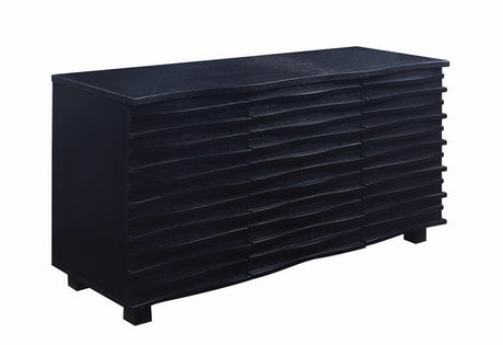 Stanton 3-Drawer Rectangular Server Black front view