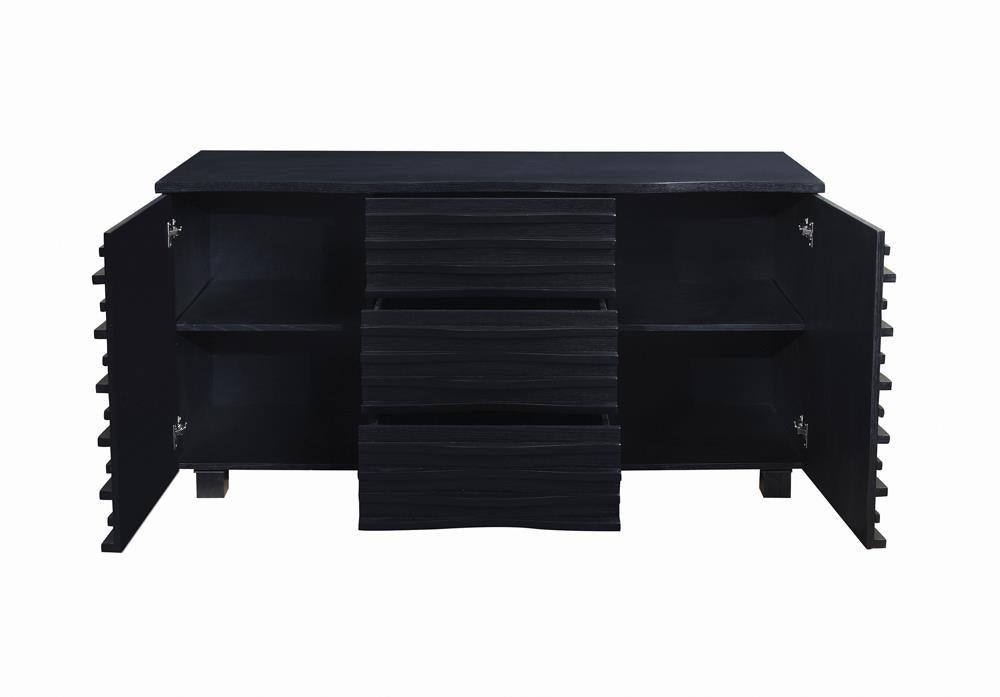 Stanton 3-Drawer Rectangular Server Black side angle