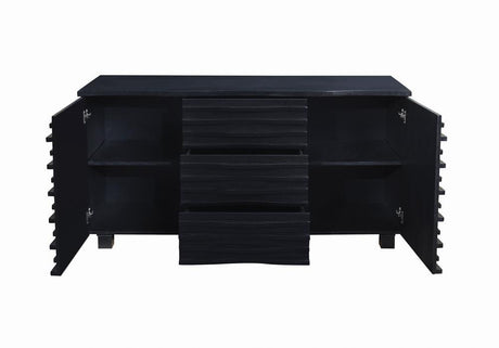 Stanton 3-Drawer Rectangular Server Black side angle