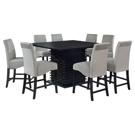 Main view of Stanton black gray dining set with 8 chairs