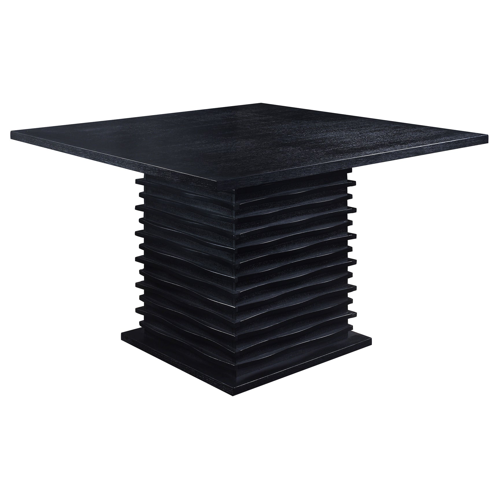 Side view of Stanton black gray square counter height set
