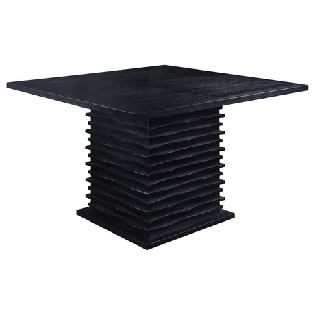 Side view of Stanton black gray square counter height set
