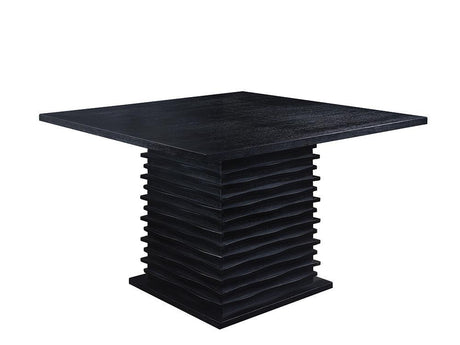 Stanton Black Square Counter Height Table, angled view showing wave design pedestal