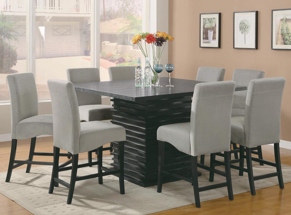 Black wood legs detail on Stanton upholstered counter height chair
