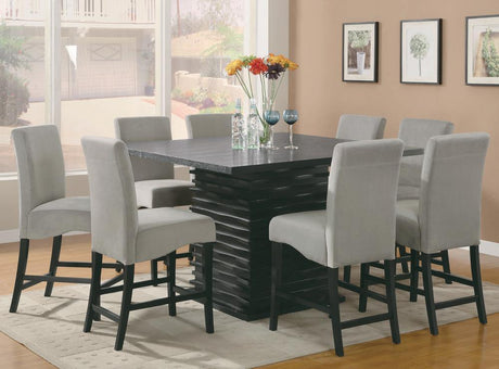 Black wood legs detail on Stanton upholstered counter height chair
