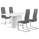 Room view of Anges white and grey high gloss dining set