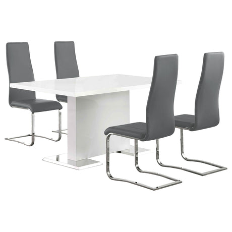 Room view of Anges white and grey high gloss dining set