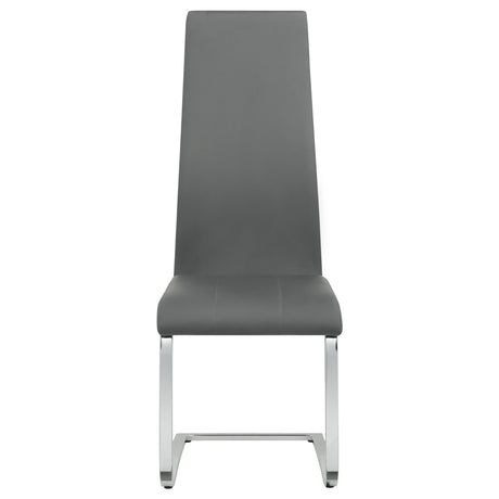 Front angle of Anges white and grey dining room set