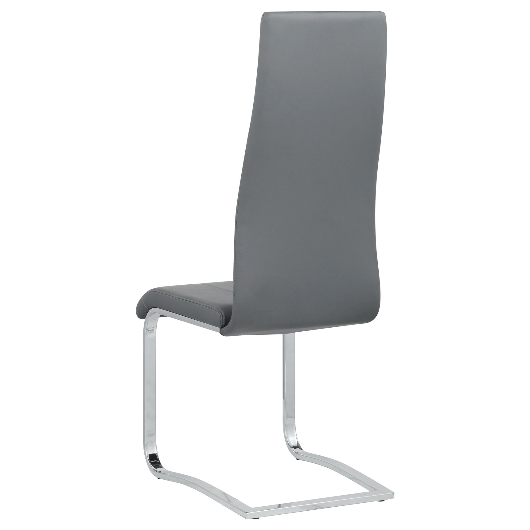 Side view of Anges white and grey dining set with chairs
