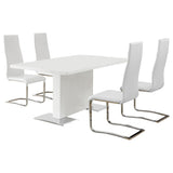 Anges White High Gloss Dining Room Set in dining room setting