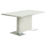 Close-up detail of Anges White High Gloss Dining Room Set chair and table