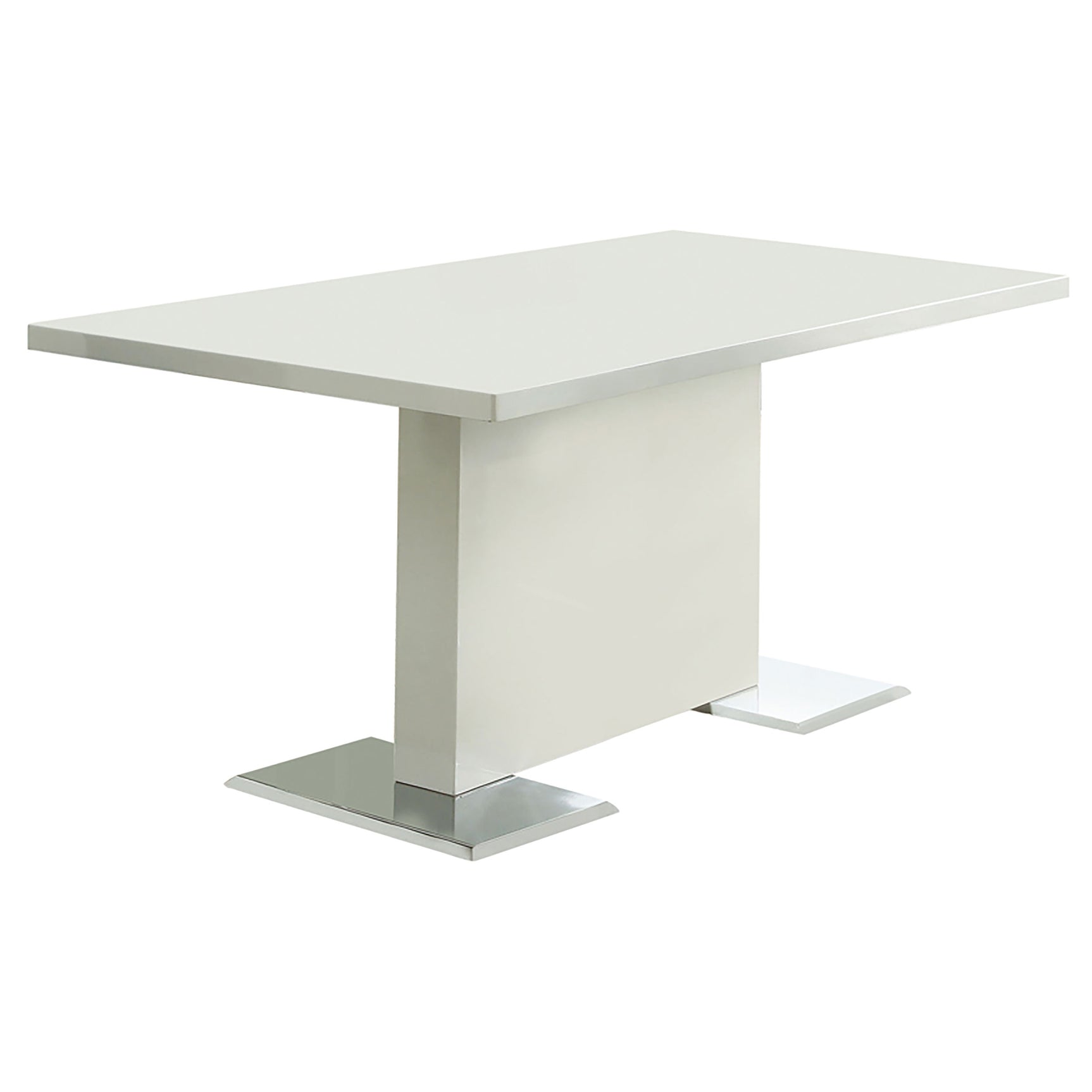 Close-up detail of Anges White High Gloss Dining Room Set chair and table